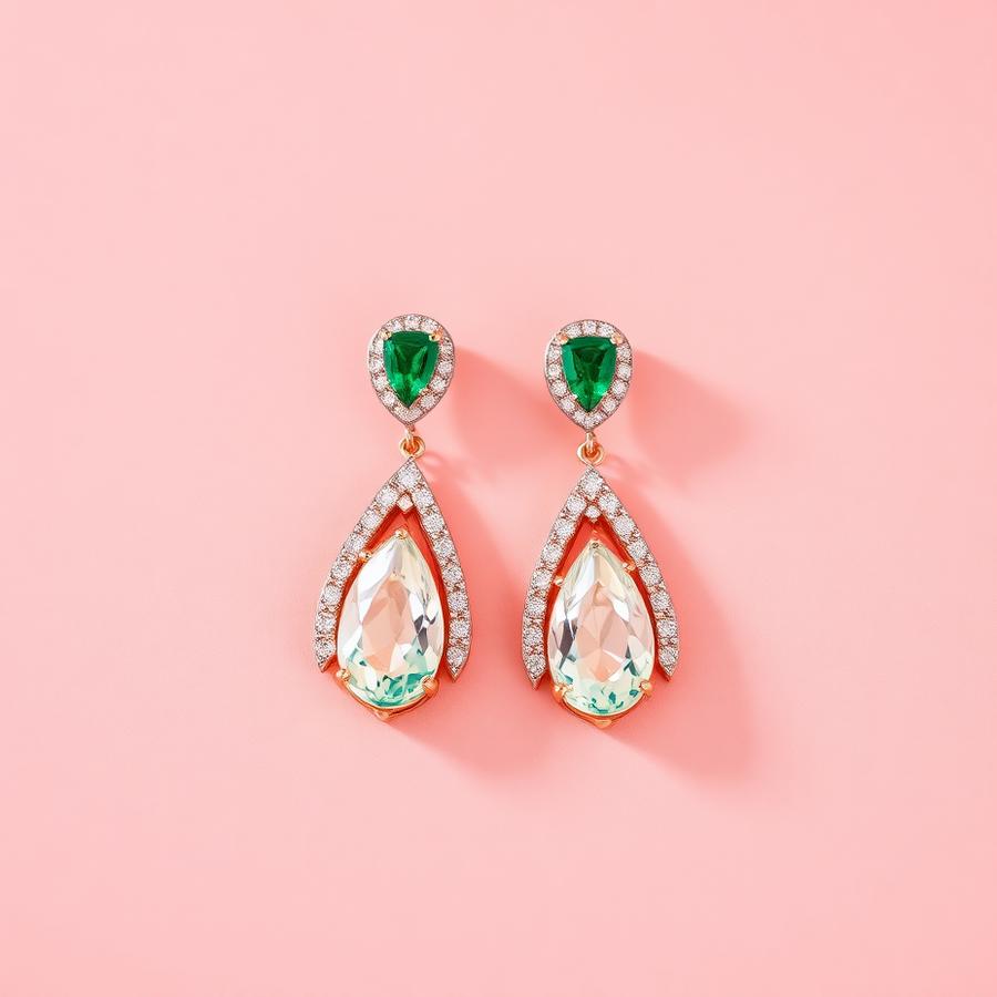 Emerald Drop Earrings — Gold-Toned Drop Earrings for Women